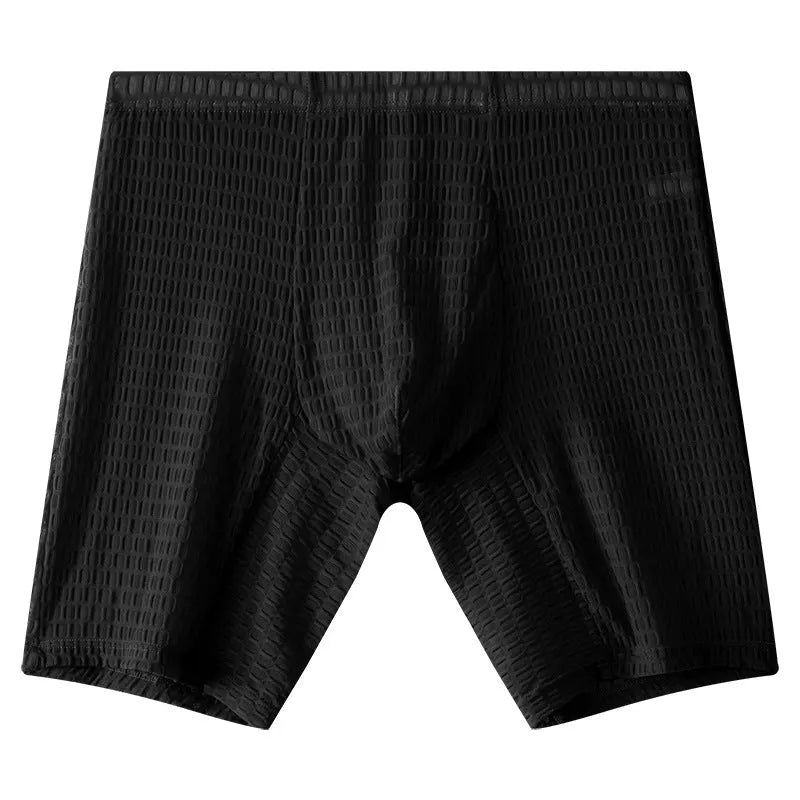 Men's transparent lace boxer shorts in a solid colour on a mid waist lengthened fit.