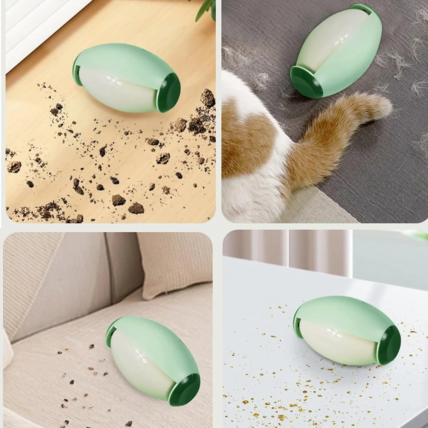 Washable reusable gel lint roller ball in green and white colours for pet hair removal
