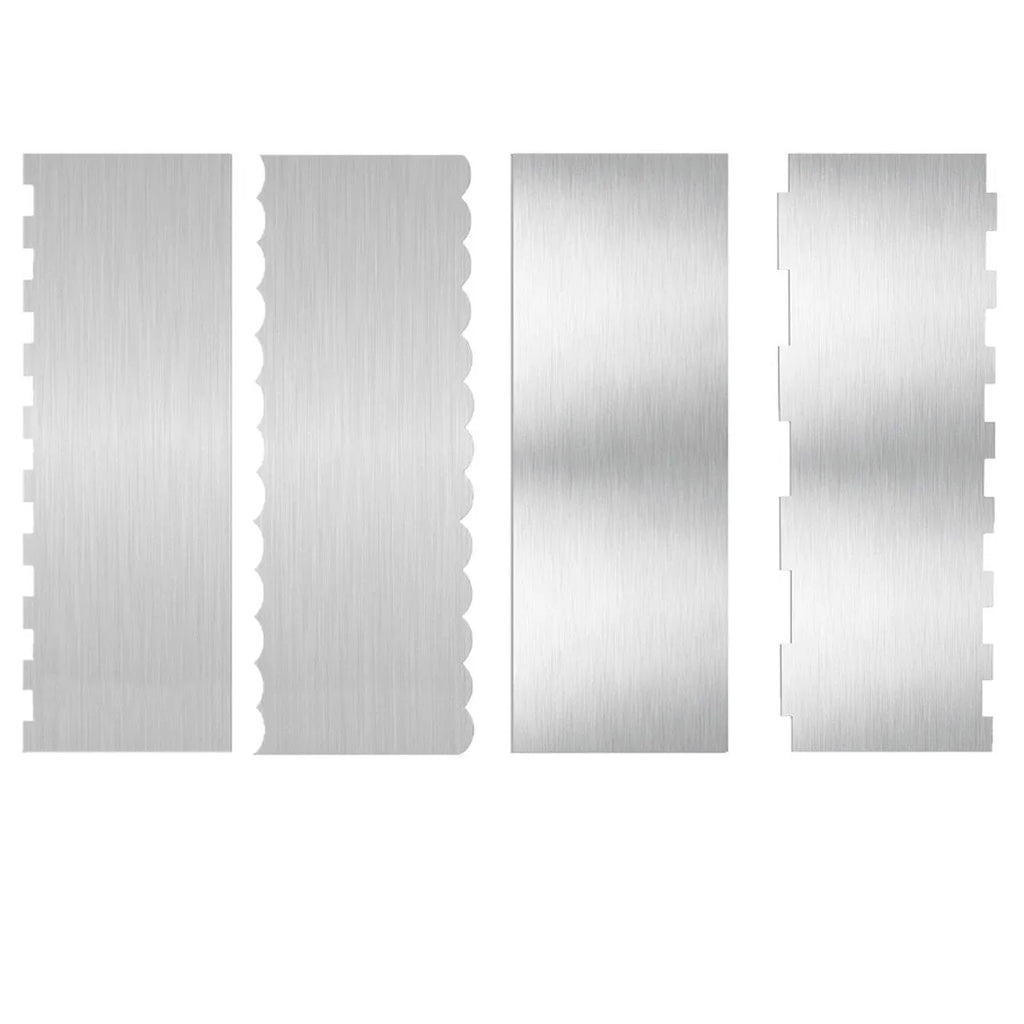 Stainless steel cake scraper with polygon pattern design for cake decorating
