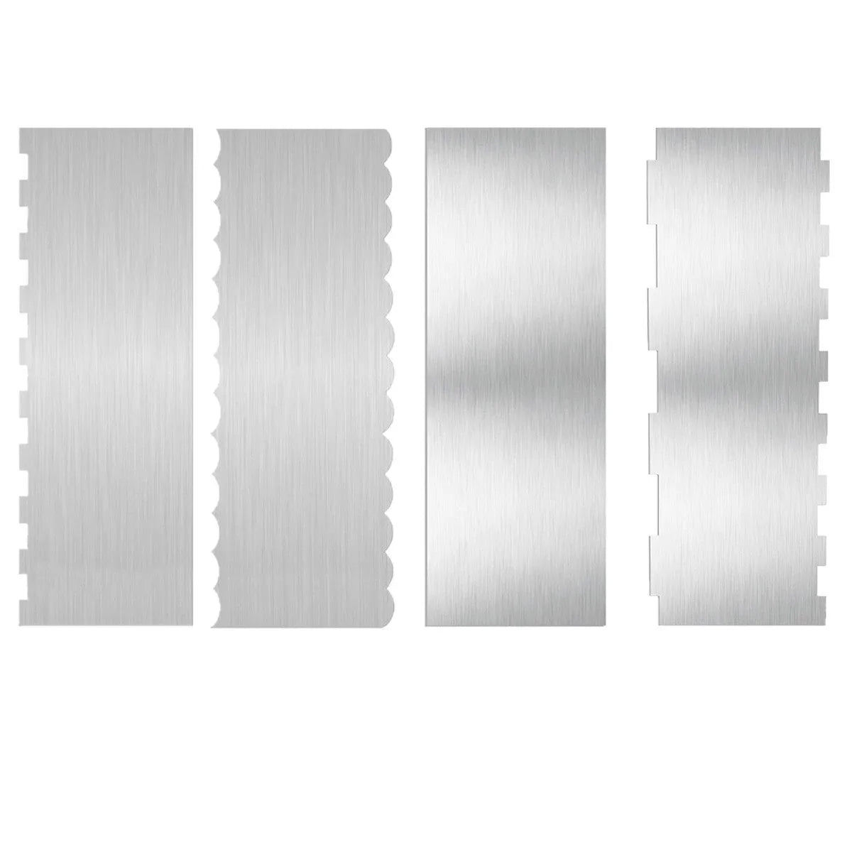 Stainless steel cake scraper with polygon pattern design for cake decorating
