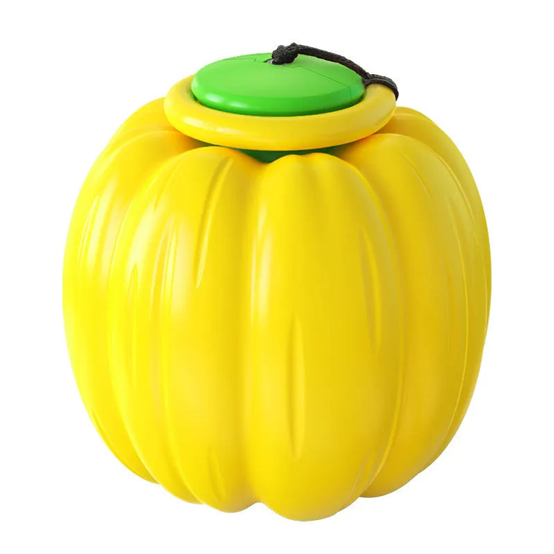 Plastic pumpkin-shaped dog chew ball with squeaker for small dogs in orange colour