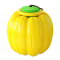 Plastic pumpkin-shaped dog chew ball with squeaker for small dogs in orange colour