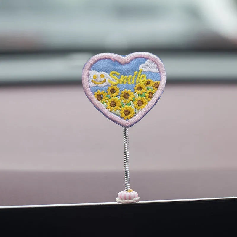 PVC cartoon duckling car decoration set with six small ducks and one sign label for vehicle interior