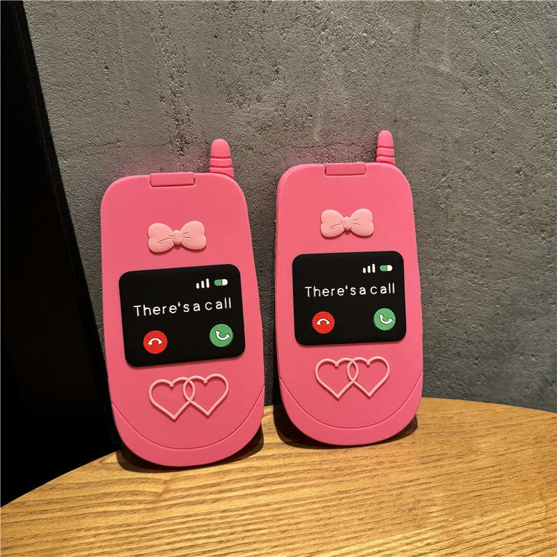Silicone clamshell phone case in Rose Red Heart with love pattern for iPhone 15 Pro Max