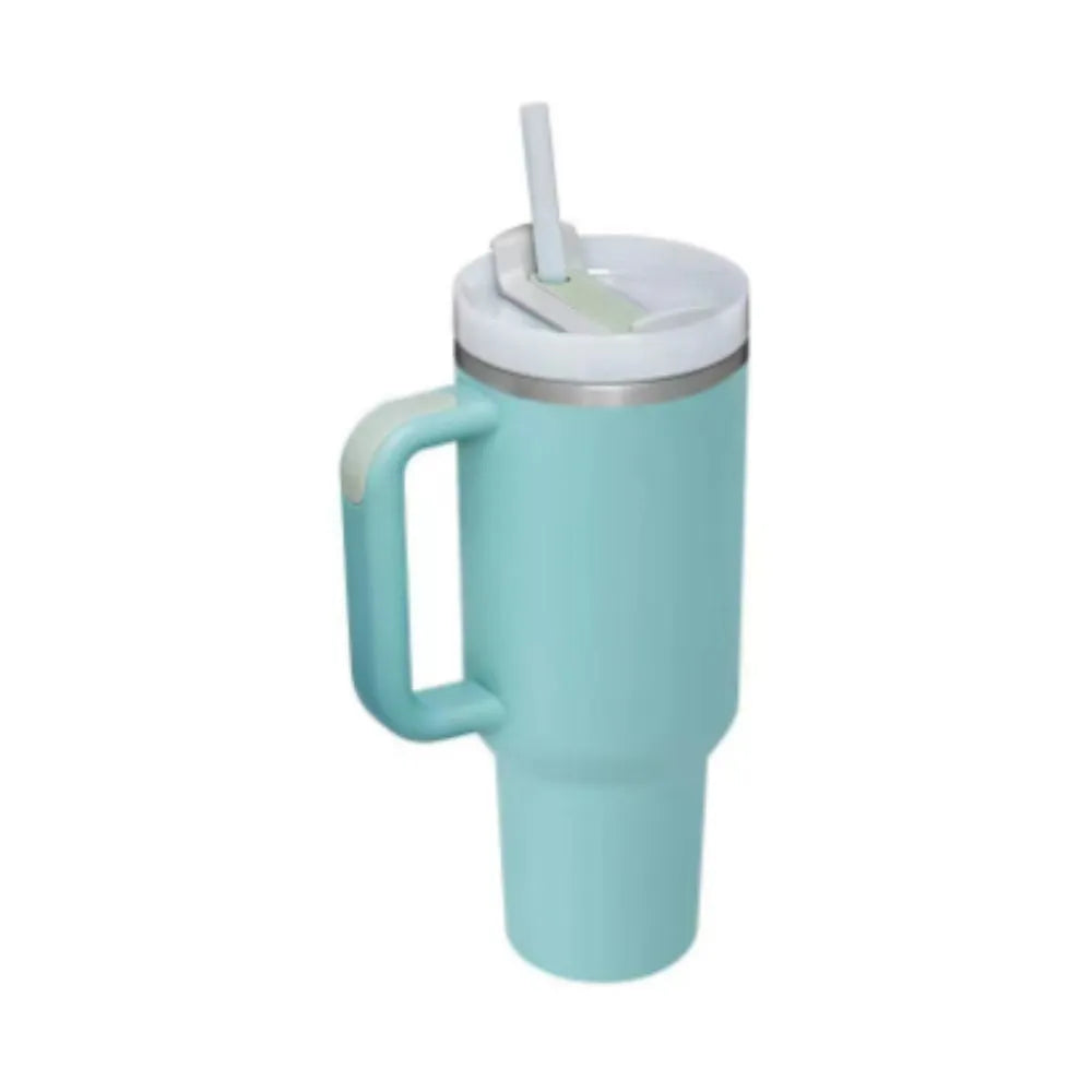 40 oz stainless steel insulated tumbler with handle and straw in multiple colours