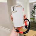 Liquid silicone phone case with lanyard for Apple iPhone black shell front view