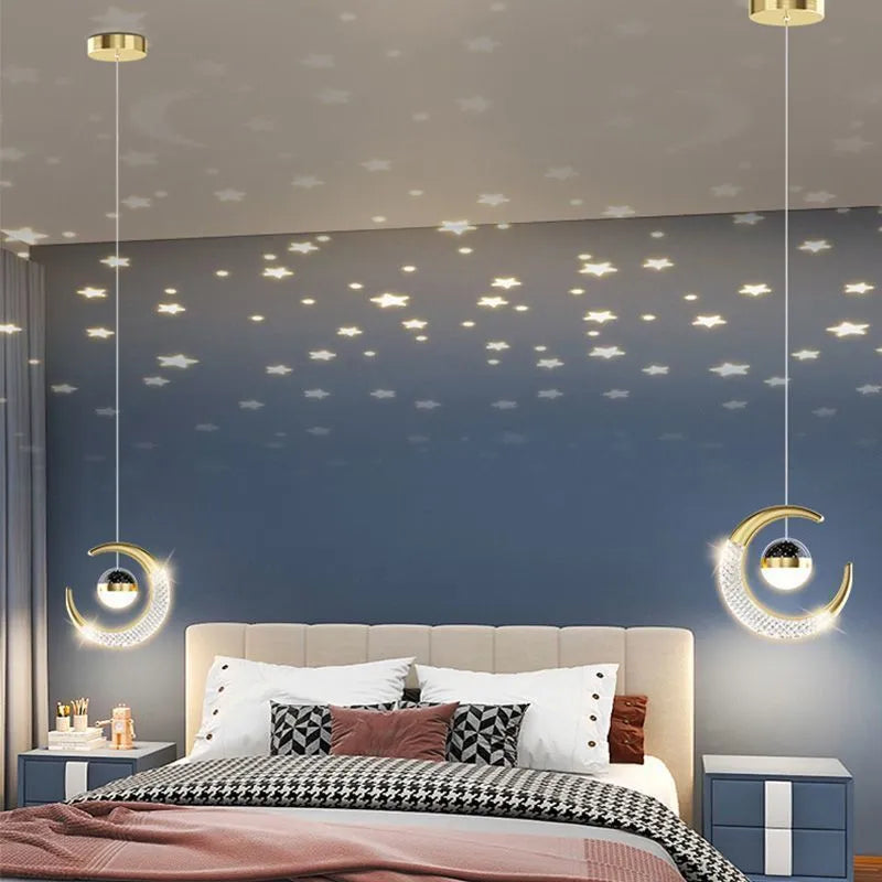 Adjustable pendant light in gold finish with simple modern design for living room or dining room
