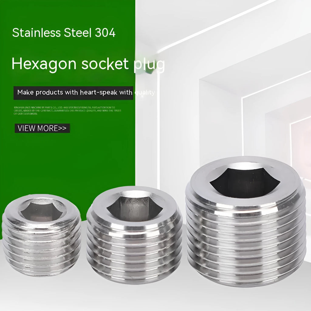 Stainless steel hexagon plug for 3/8 inch pipe bulkhead fitting