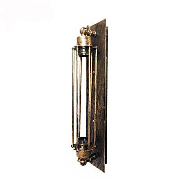 Industrial retro flute iron wall lamp in black finish showing compact 110mm × 470mm dimensions