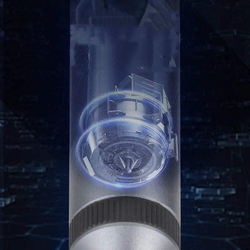 Precision electric screwdriver with aluminium handle showing scale against a ruler