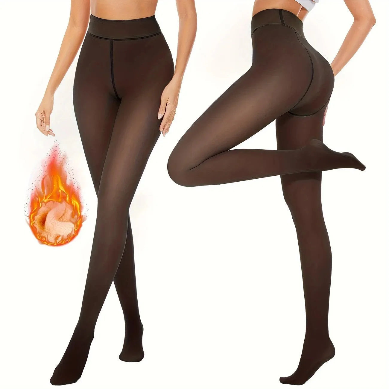 Anti-snagging wool-lined nylon leggings in black, coffee, and silver silk styles.