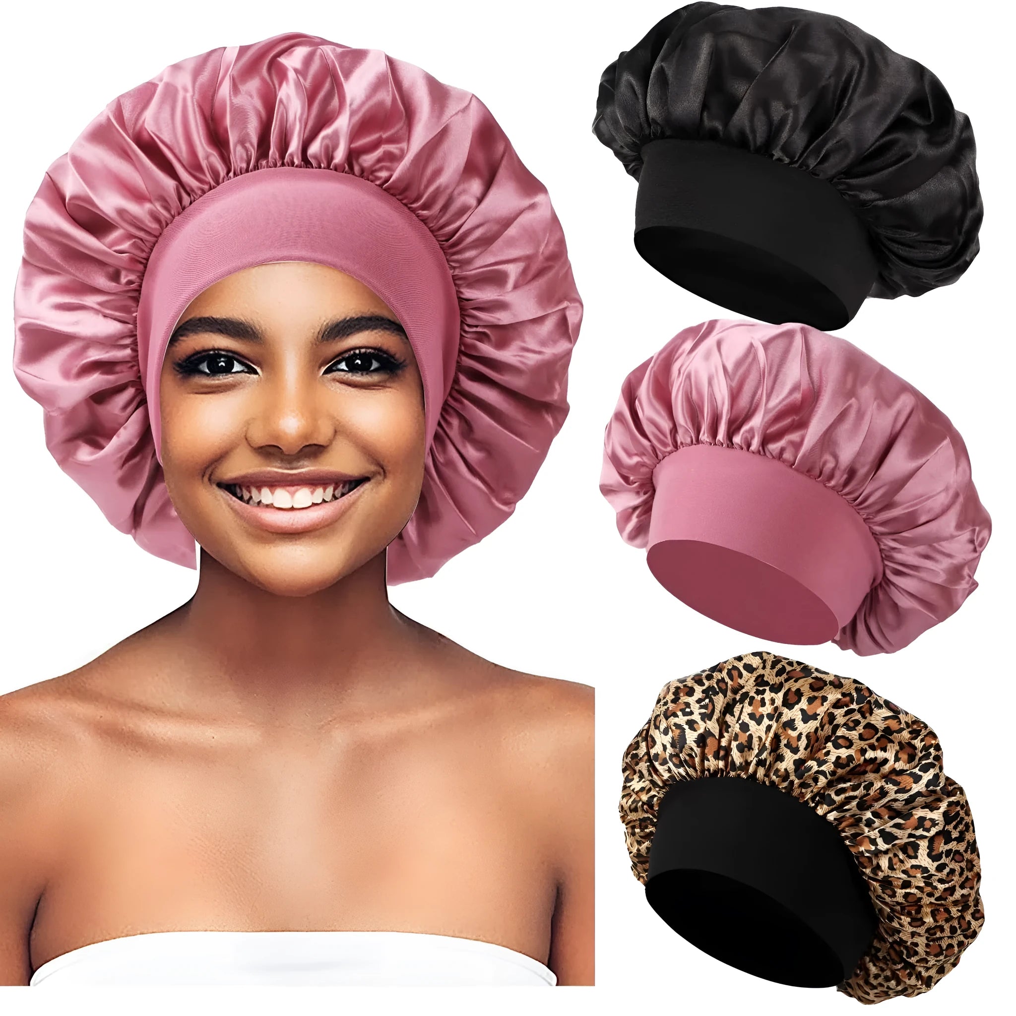 Wide-brimmed high elastic polyester headscarf for women, knitted tie-dye design, flat top crown, breathable sun protection cap
