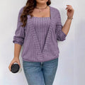 Solid colour rib fabric false two-piece suit with V-neck and long sleeves in loose fit