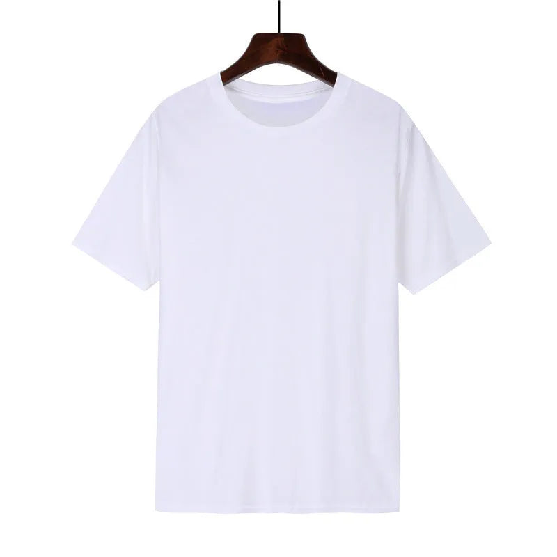 Men's loose fit cotton T-shirt in black with short sleeves and printed design