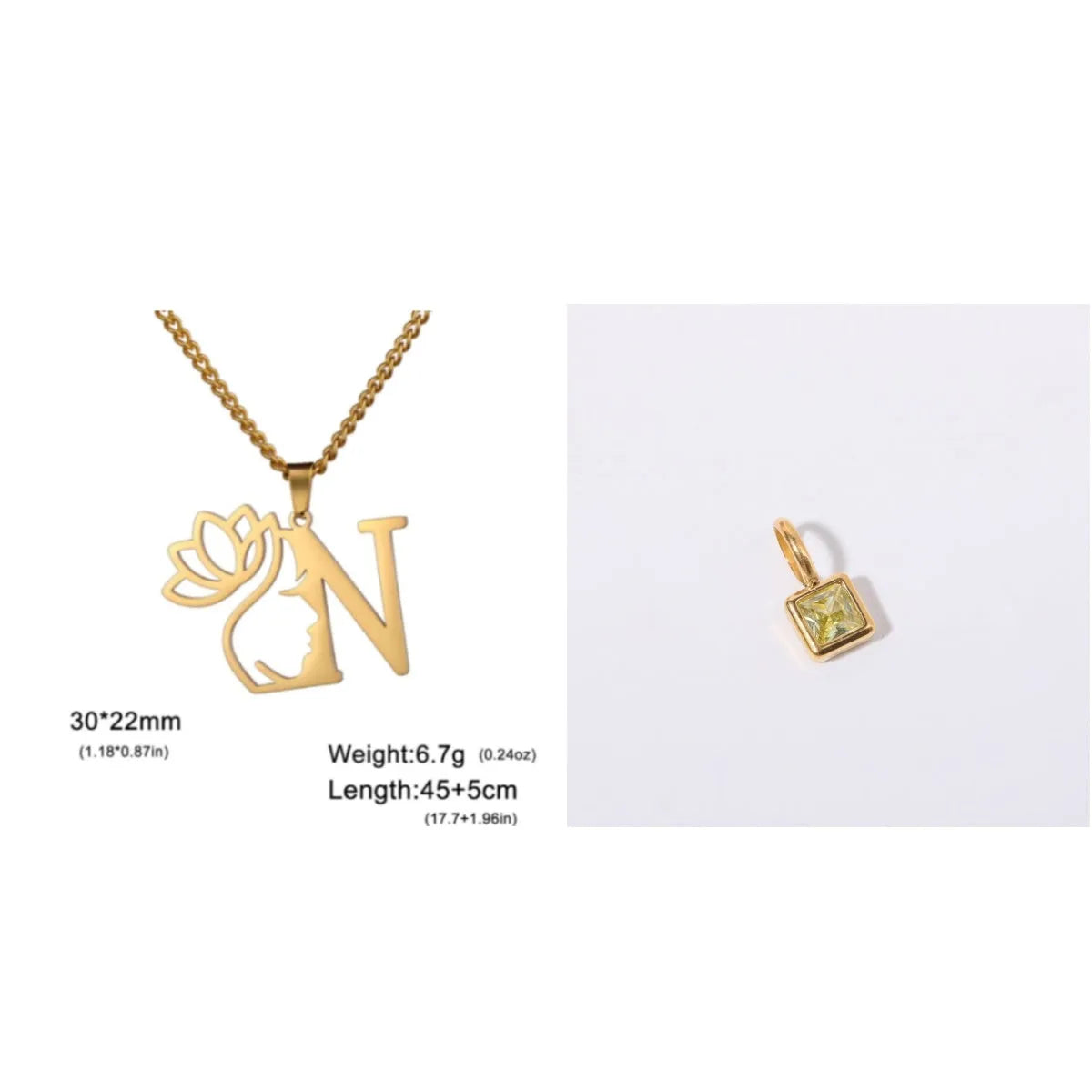 Stainless steel cross chain necklace with pendant in gold or silver electroplated finish