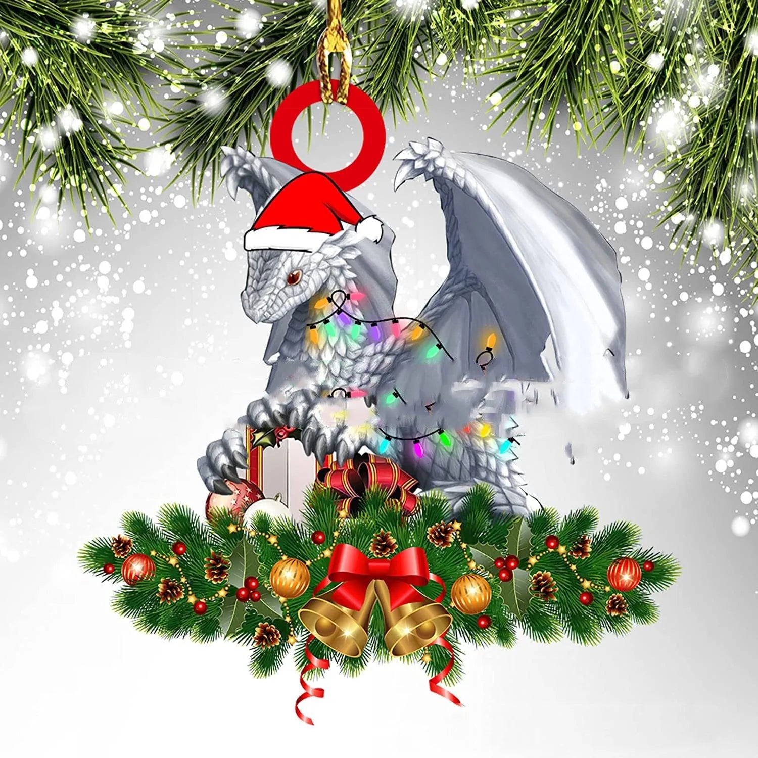 Dinosaur dragon egg Christmas pendant in acrylic, 8cm, one of 18 colour styles