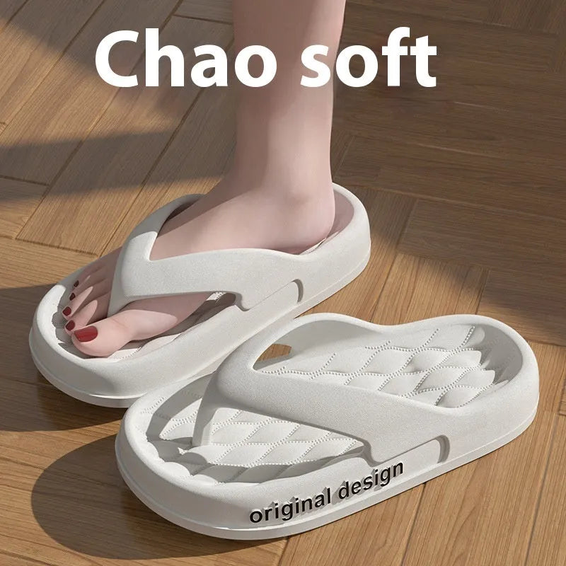 Men's injection-moulded EVA flip flops for the beach, shown in various colours on a size chart.