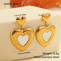 Gold electroplated heart-shaped earrings on stainless steel backing for women's fashion wear