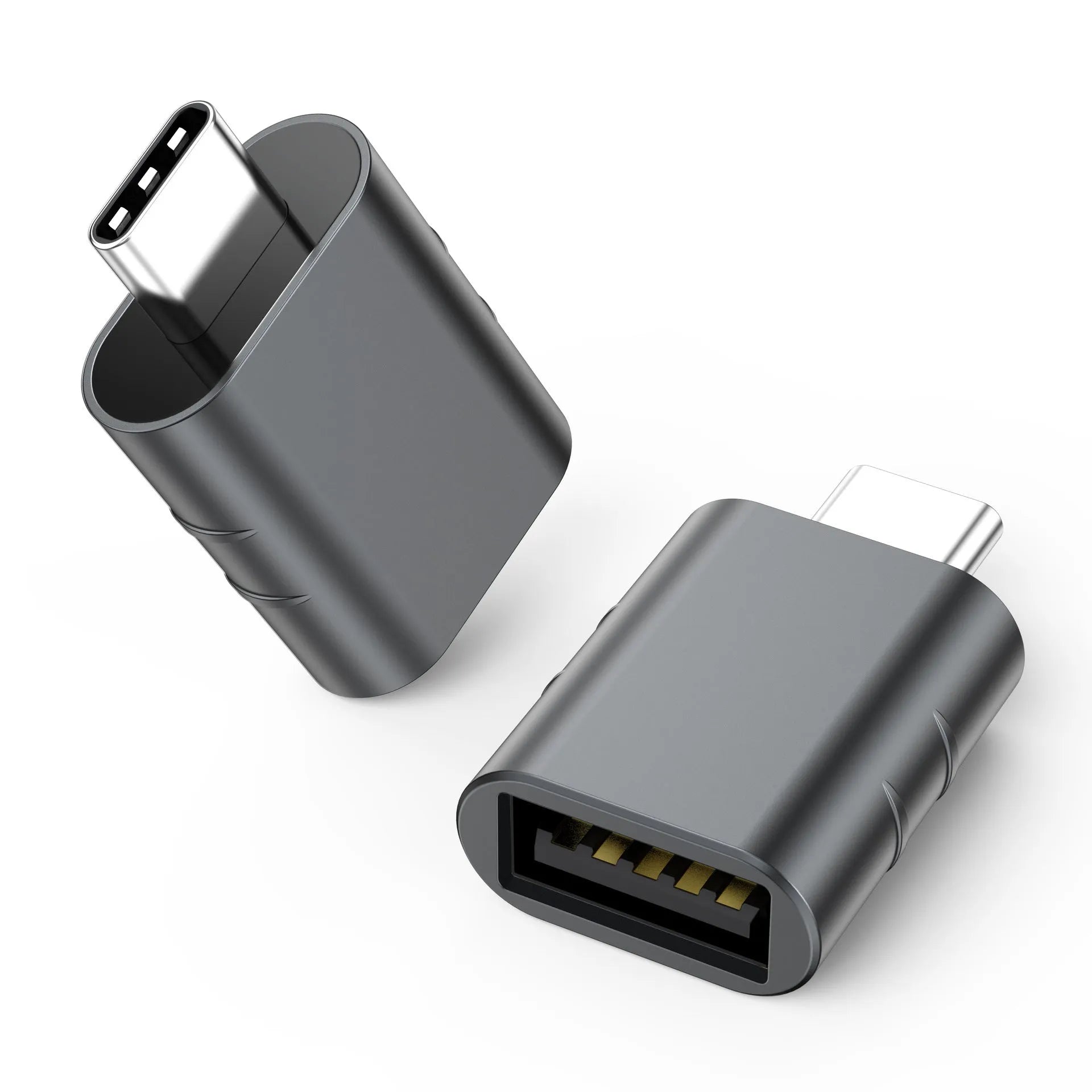 USB-C to USB-A converter adapter with zinc alloy shell in multiple colour options.