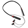 Wireless Bluetooth neck-hanging sports headset in black with digital battery display, bilateral stereo ear cups
