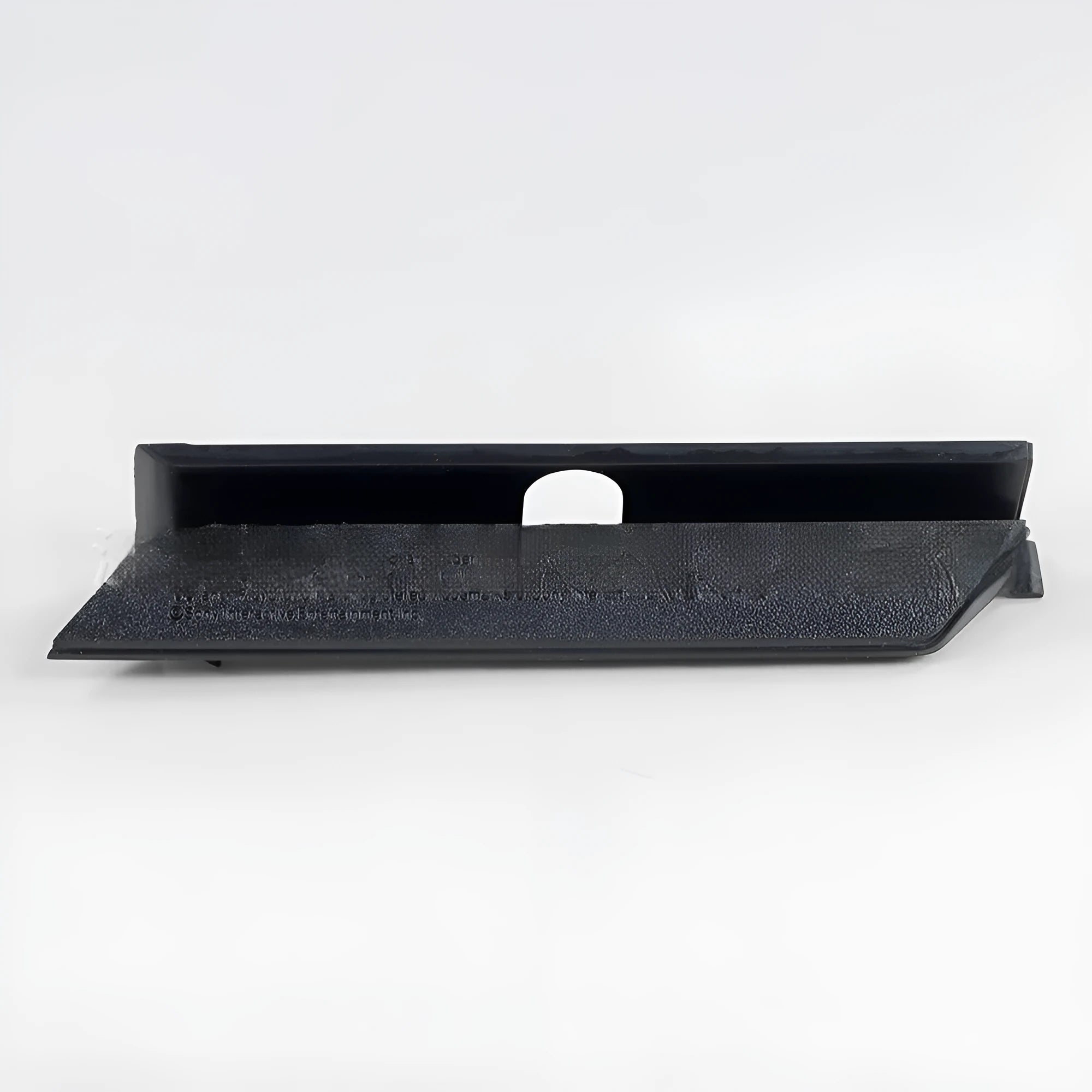 Black and white plastic hard drive baffle plate for computer case internal drive bay organisation