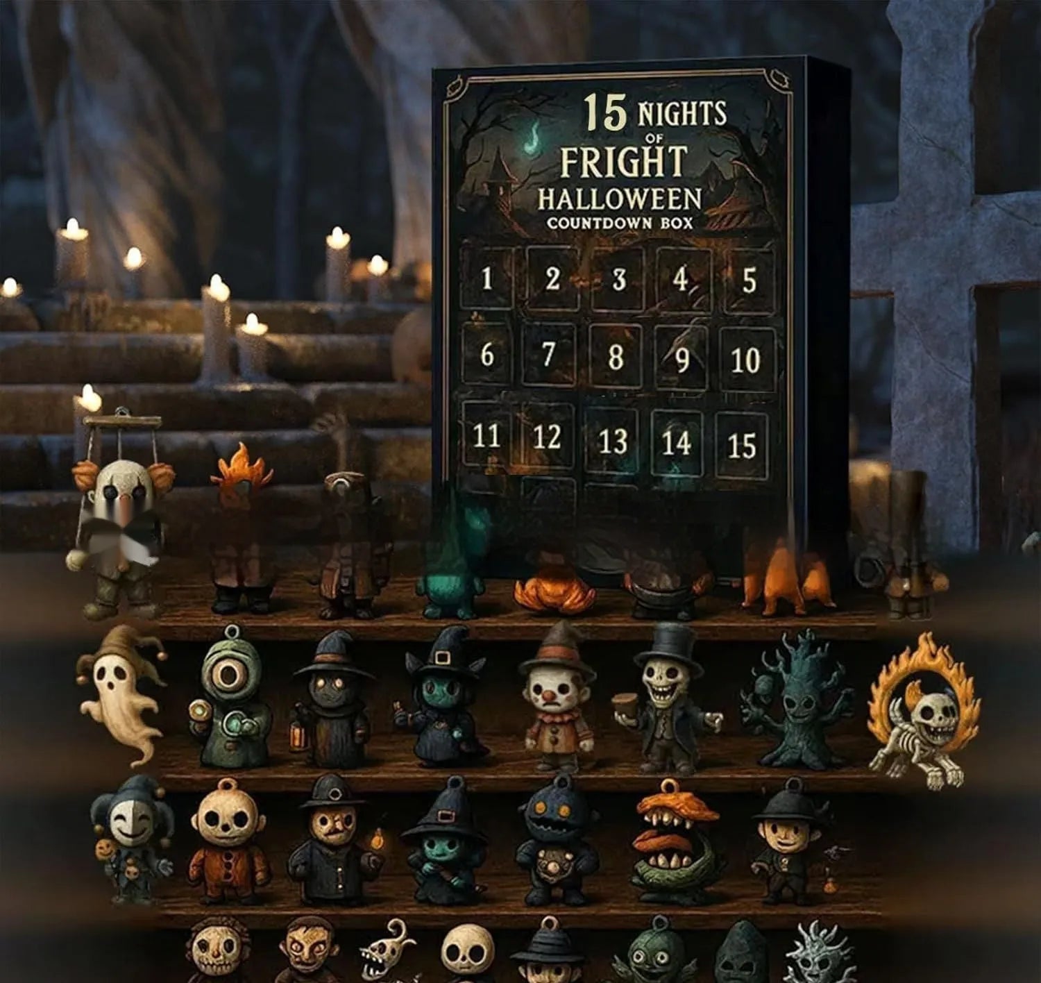 Halloween Countdown Box blind box showing horror figure advent calendar with resin crafts