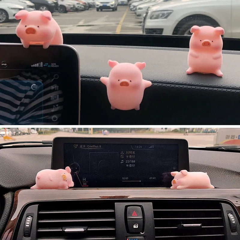 Cartoon pig resin car dashboard decoration ornament in various style options
