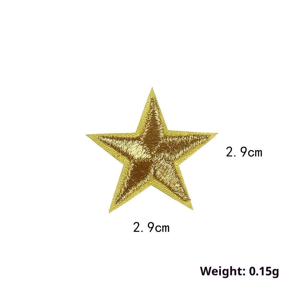 Colourful five-pointed star cloth embroidery labels for DIY clothing decoration.