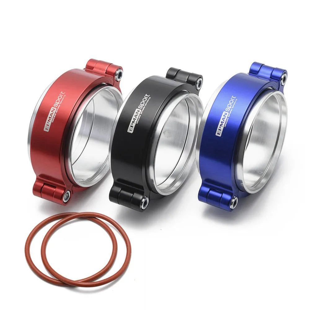 Aluminium fixed movement exhaust clamp for car modification in black, blue, or red