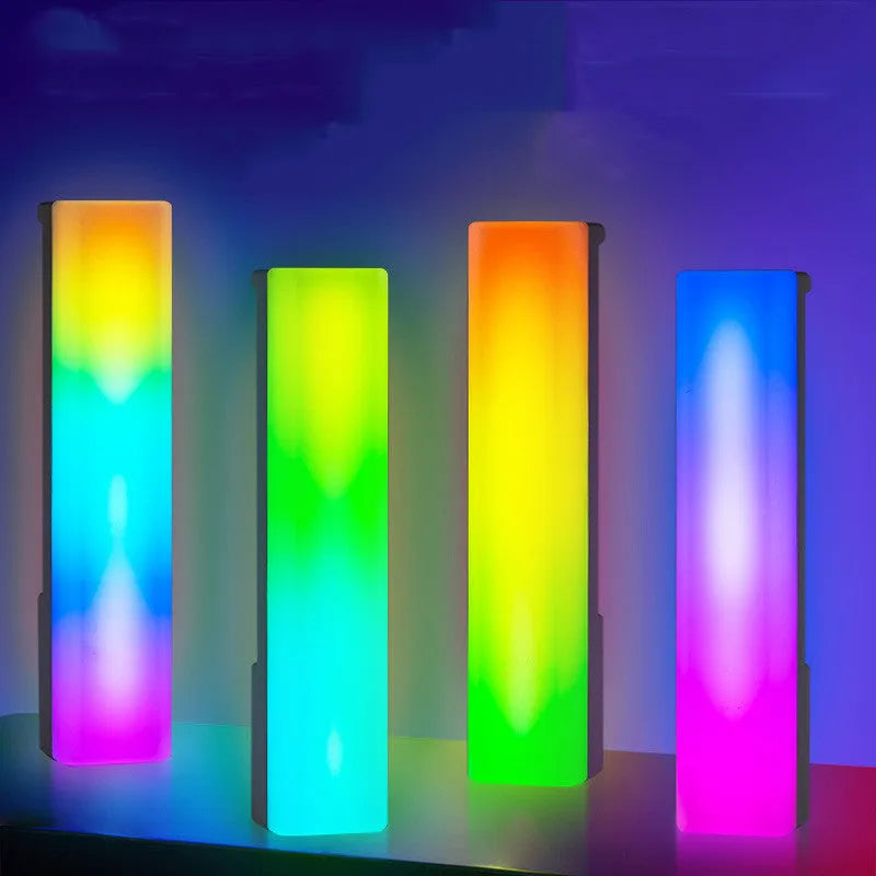 3D RGB table top ambiance lamp with voice-activated rhythm lighting in white or black shell