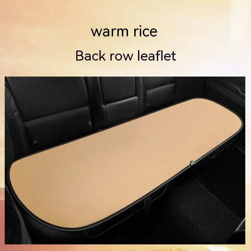Auto heating car seat cushion with cotton filler shown in beige colour on vehicle seat