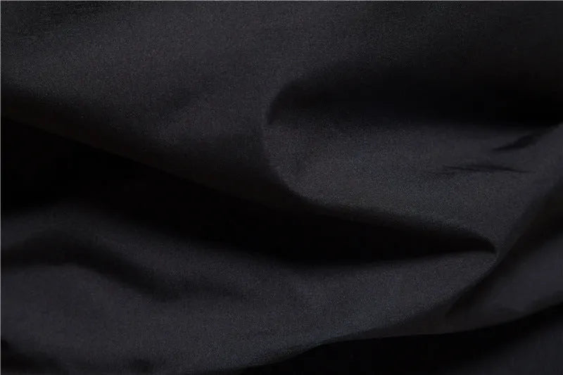 Men's thin solid colour casual jacket in polyester, shown in army green, dark blue, and black.