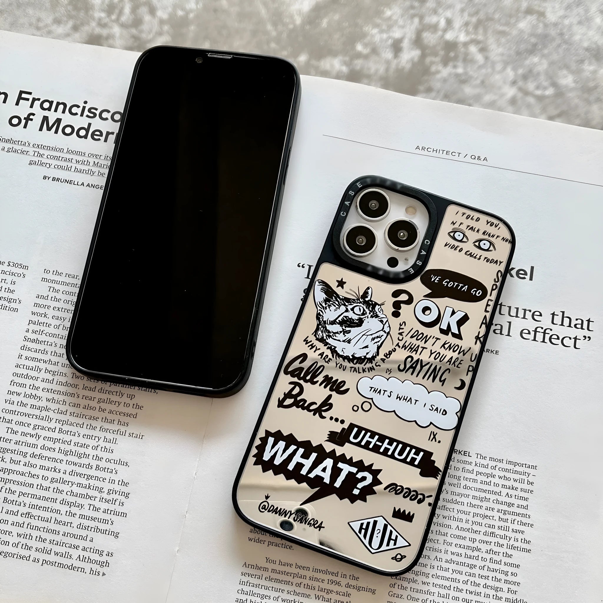 Full wrap TPU phone case with painted cat graffiti design for iPhone 15