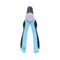 Blue heavy‑duty scissor‑action dog nail clippers with a visible safety guard on the blade.