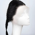 10-inch black lace frontal pre-braided wig with bangs headband style