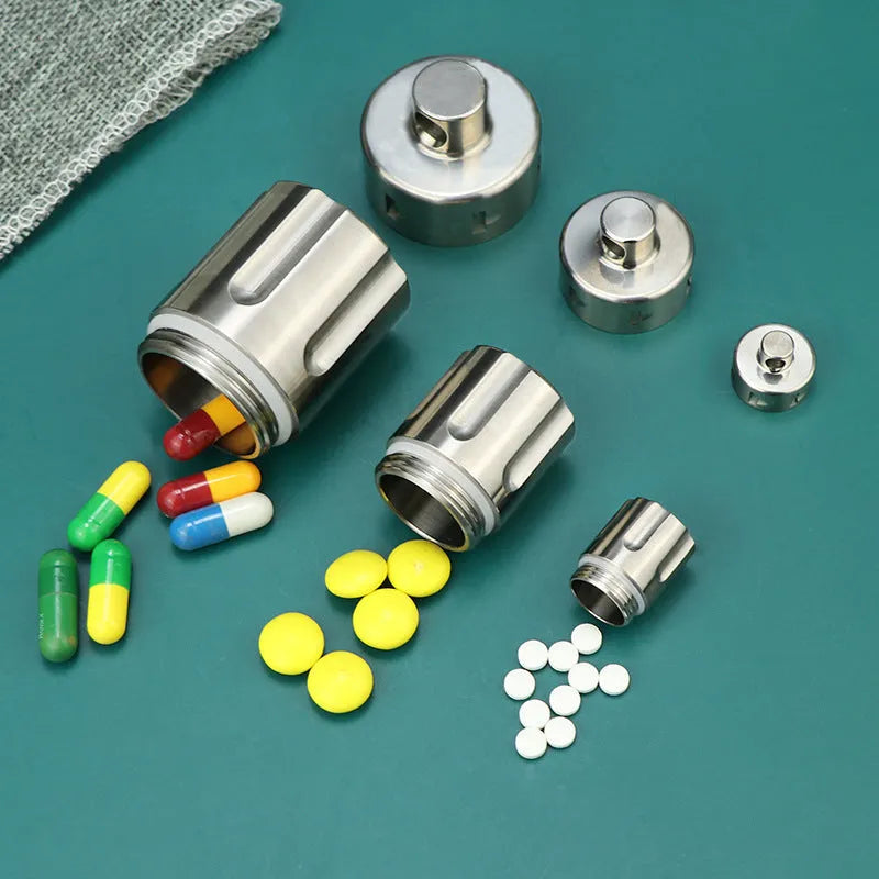 Pure titanium creative waterproof compartment portable storage tank medicine canister in T10 size range