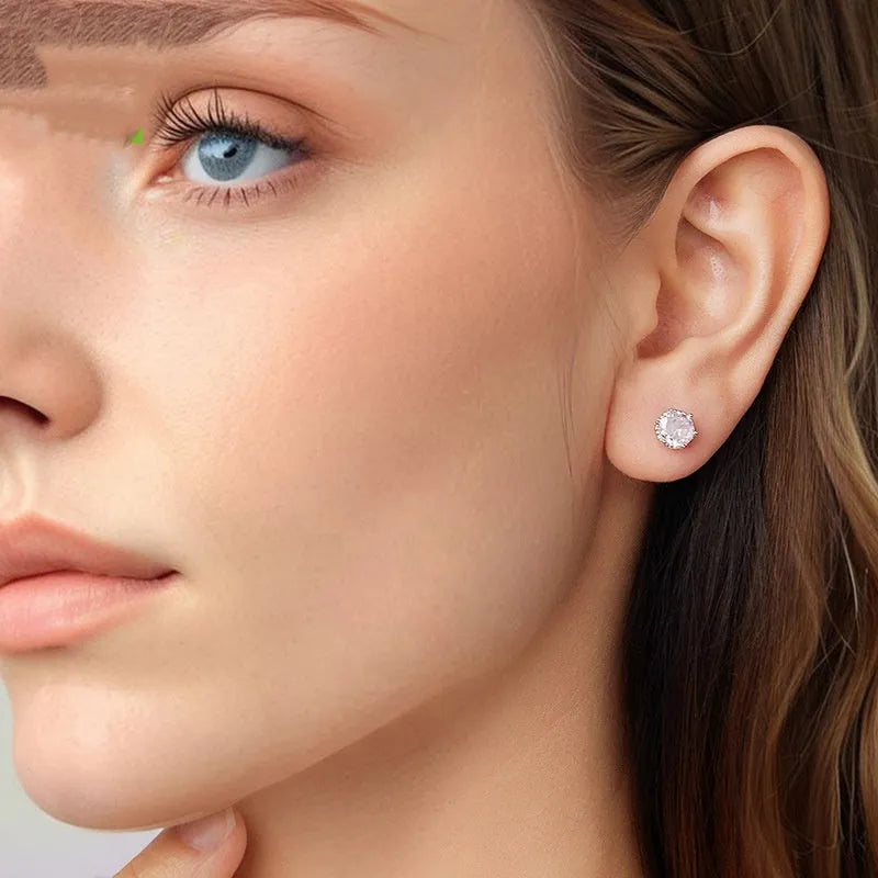 S925 sterling silver round ear studs for women fairy style BSE1245 colour