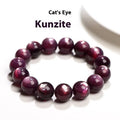 Purple lepidolite crystal bracelet with round polished beads, showing five different bead size options.