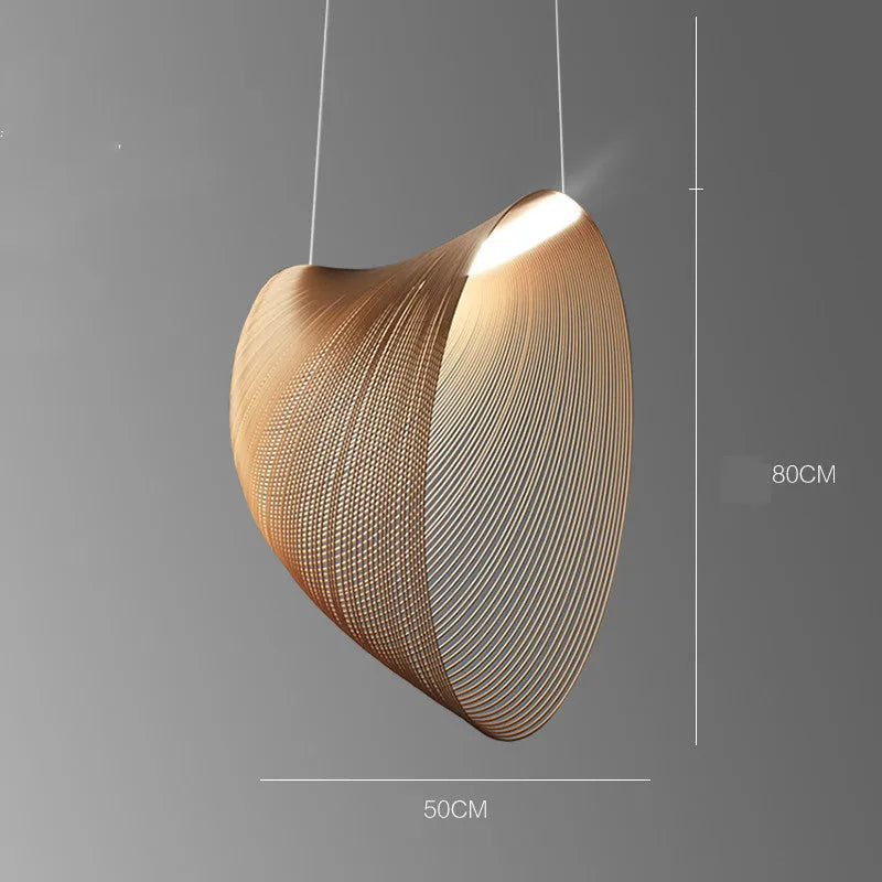 Nordic modern simple wooden LED chandelier with PMMA lampshade for dining room table