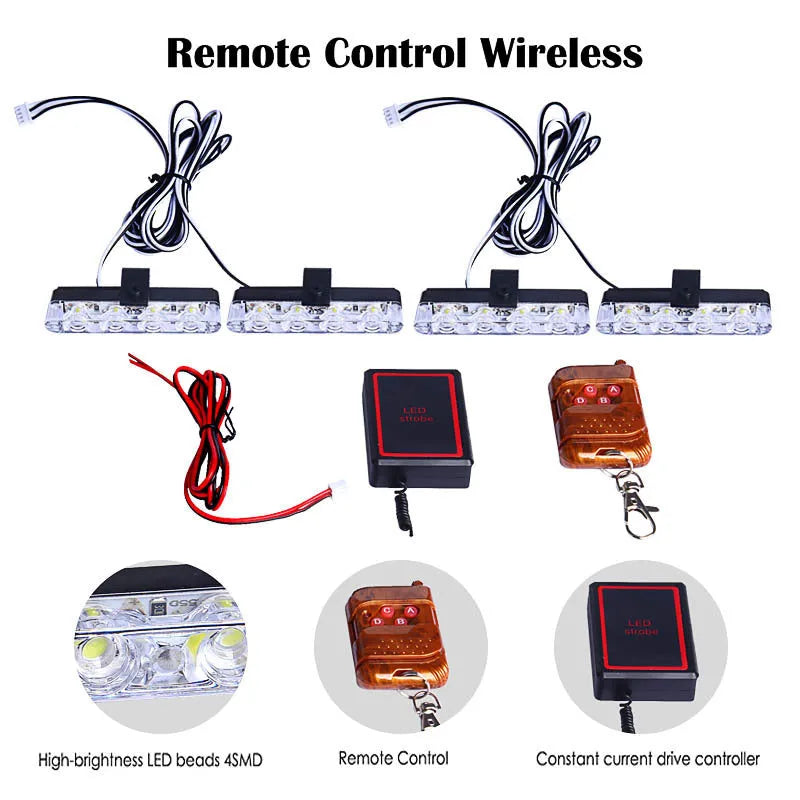 Car mounted LED wireless remote emergency warning light in black colour for automobile hazard alerts