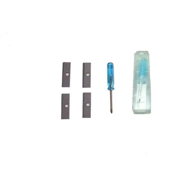 Geometric four-hole pencil sharpener with replaceable blades and screwdriver for creative art use