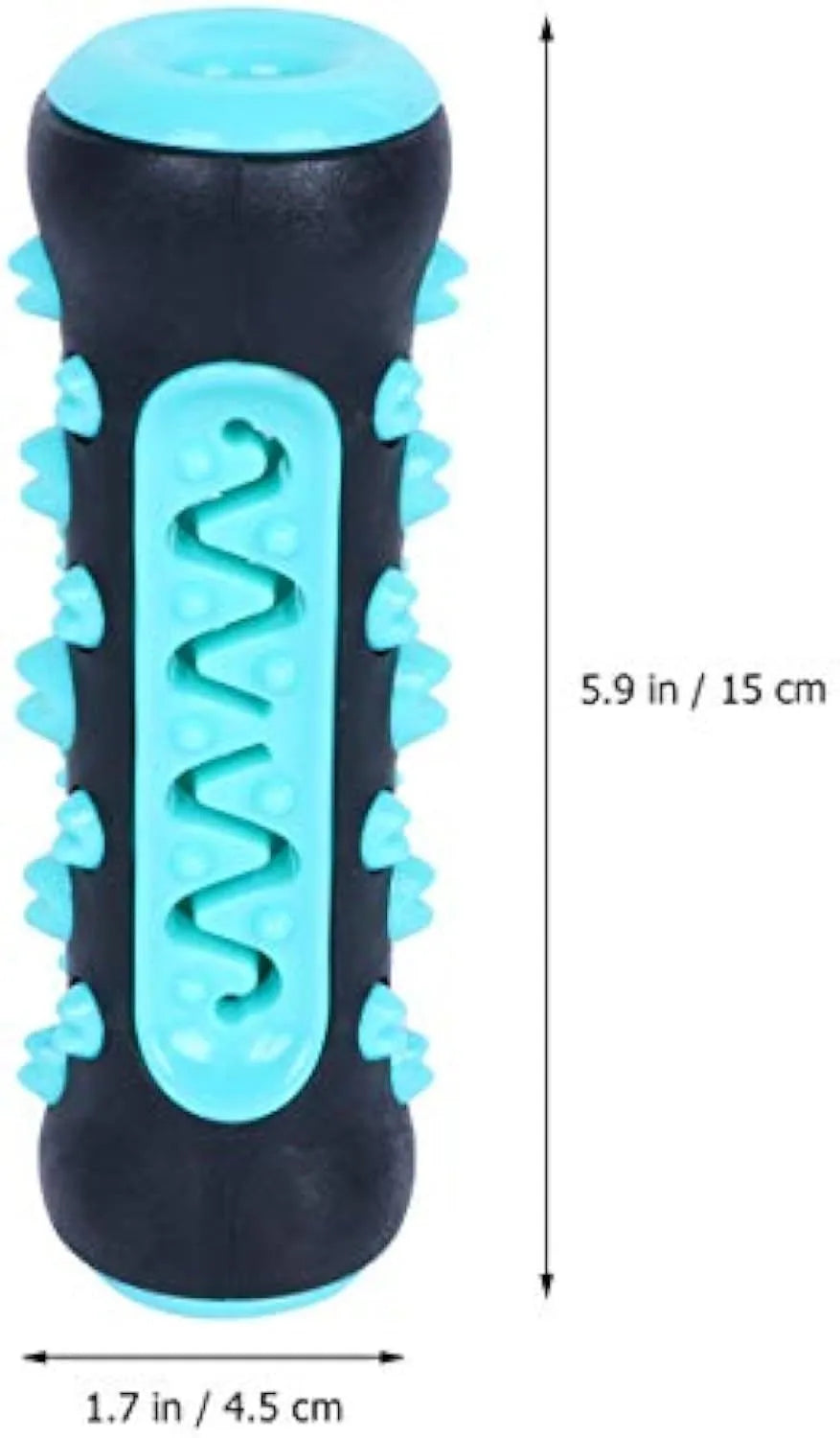 15cm natural rubber dog toothbrush chew toy in blue colour for dental cleaning