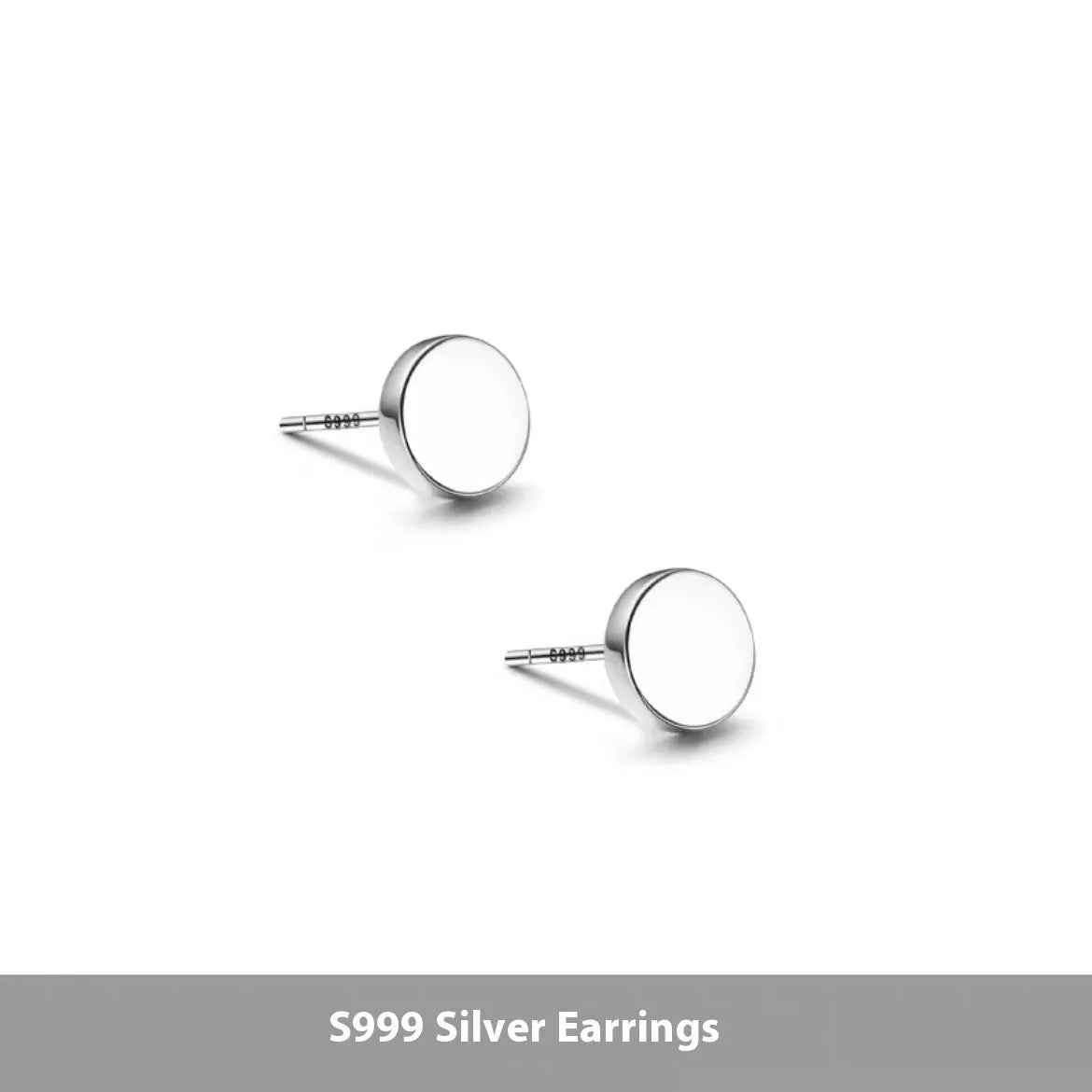Sterling silver S999 flat ear bone studs in silver and black electroplated finishes