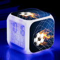 Football pattern children's square alarm clock with digital display and mute alarm function