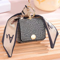 Mini diamond coin purse in ultra light polyester with chain, 7x5cm, black colour