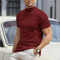 Men's plus size half-high collar sports T-shirt in cotton-polyester blend available in multiple colours