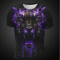 Men's short sleeve T-shirt with 3D tiger pattern print in polyester bird eye cloth