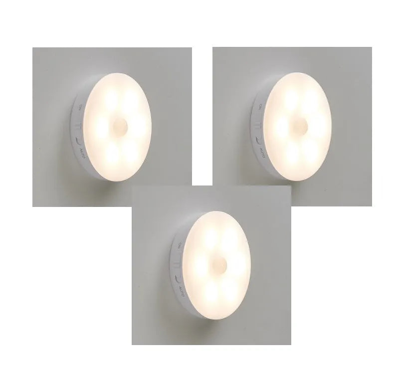 Wireless motion-activated LED light for automatic nighttime illumination in home settings