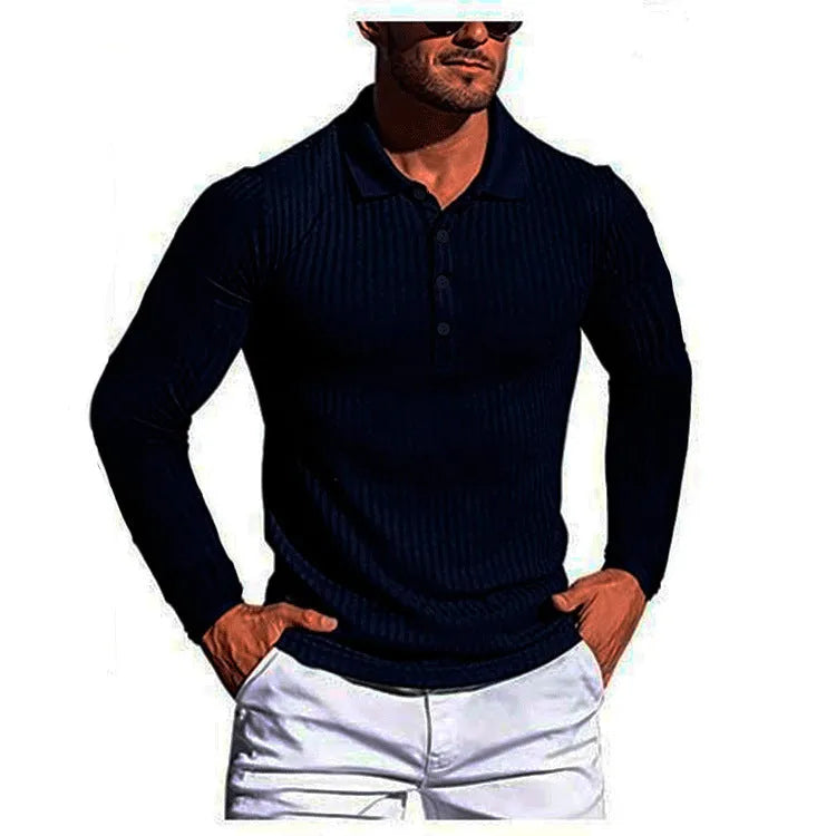 A striped, short sleeve, loose fit knit summer shirt on a hanger, available in multiple colours.