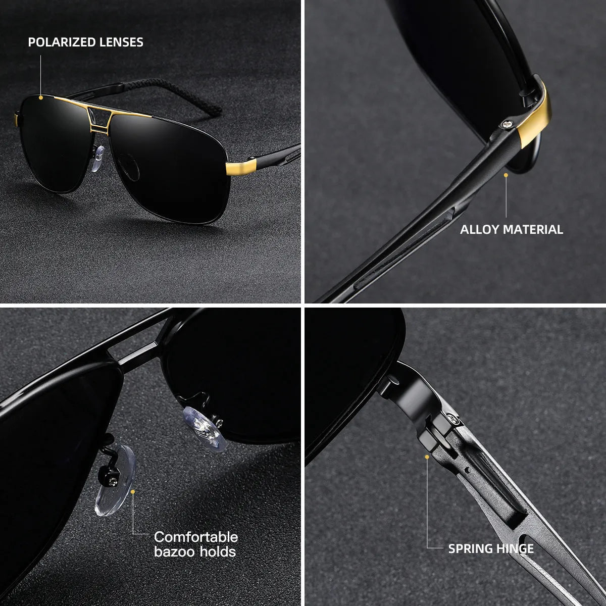 Men's orange-red aviator sunglasses with metal frame and polarised TAC lenses.